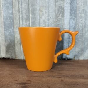 Starbucks Tazo Tea Bright Orange Ceramic Mug with Decorative Handle 2012
